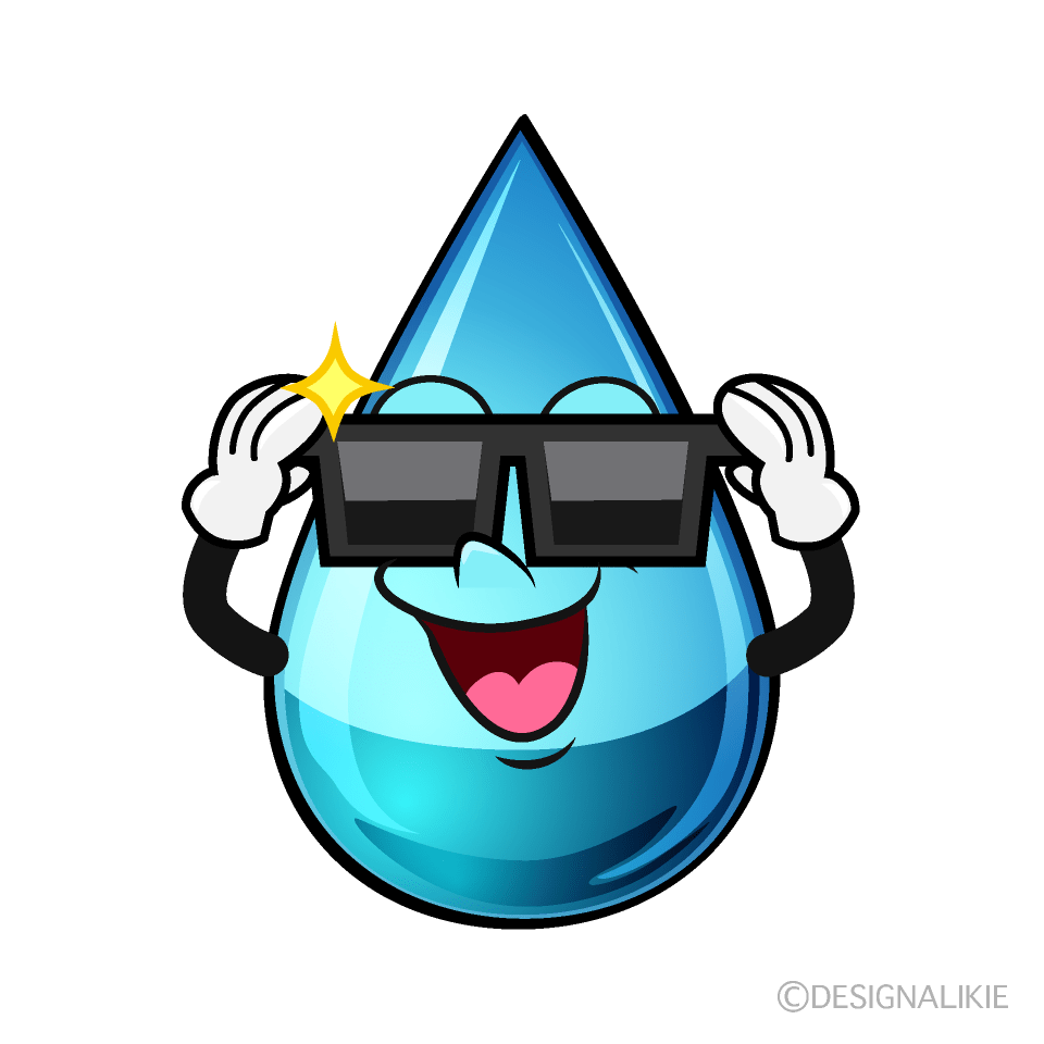 Free Water Drop with Sunglasses Cartoon Clipart Image Charatoon