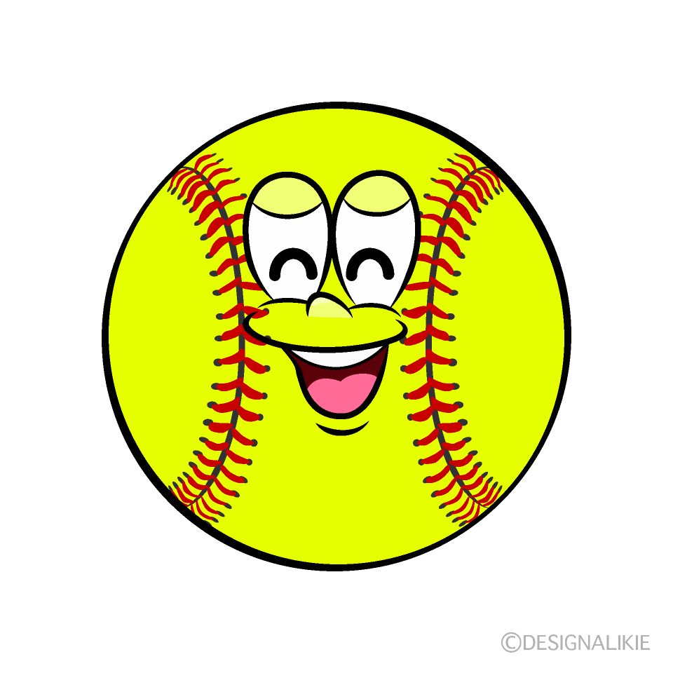 Free Smiling Softball Cartoon Clipart Image Charatoon