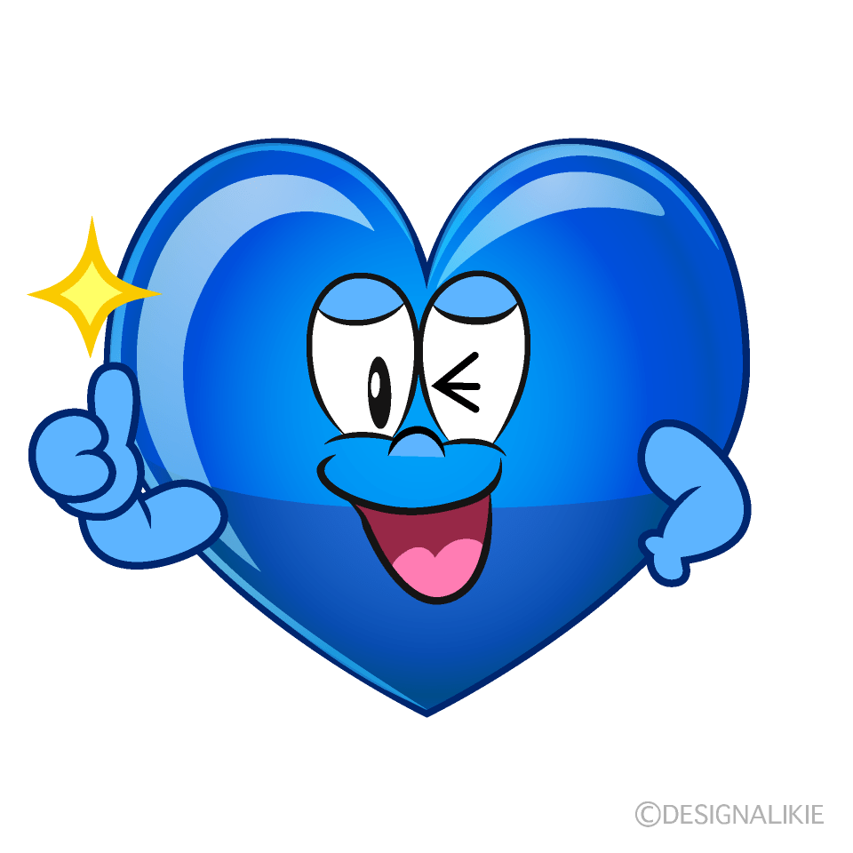 Free Thumbs up Blue Heart Cartoon Clipart Image Charatoon