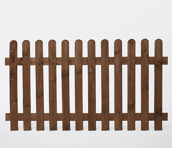 6FT x 4FT Picket Fence Panel (Rounded Top) Treated Brown