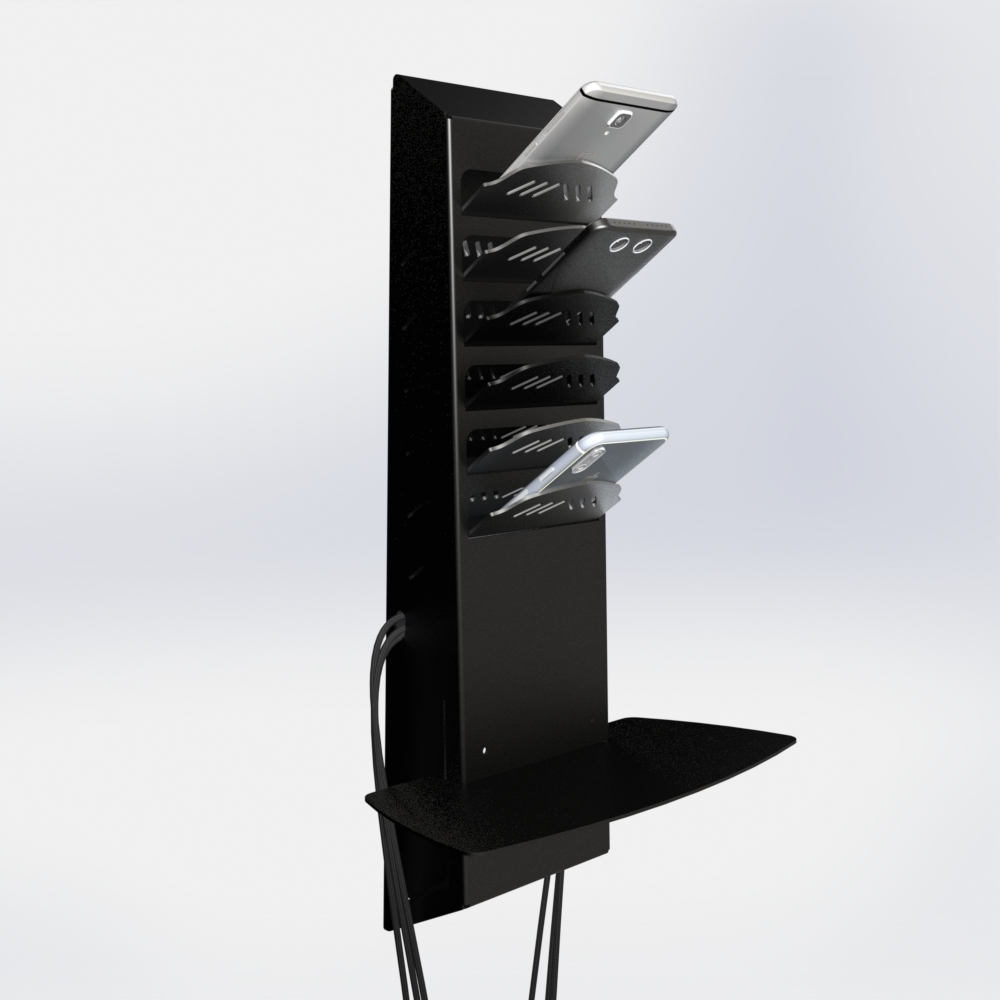 CQ202 Wall mount charging station for 6 phones with shelf ChargeQuix, LLC