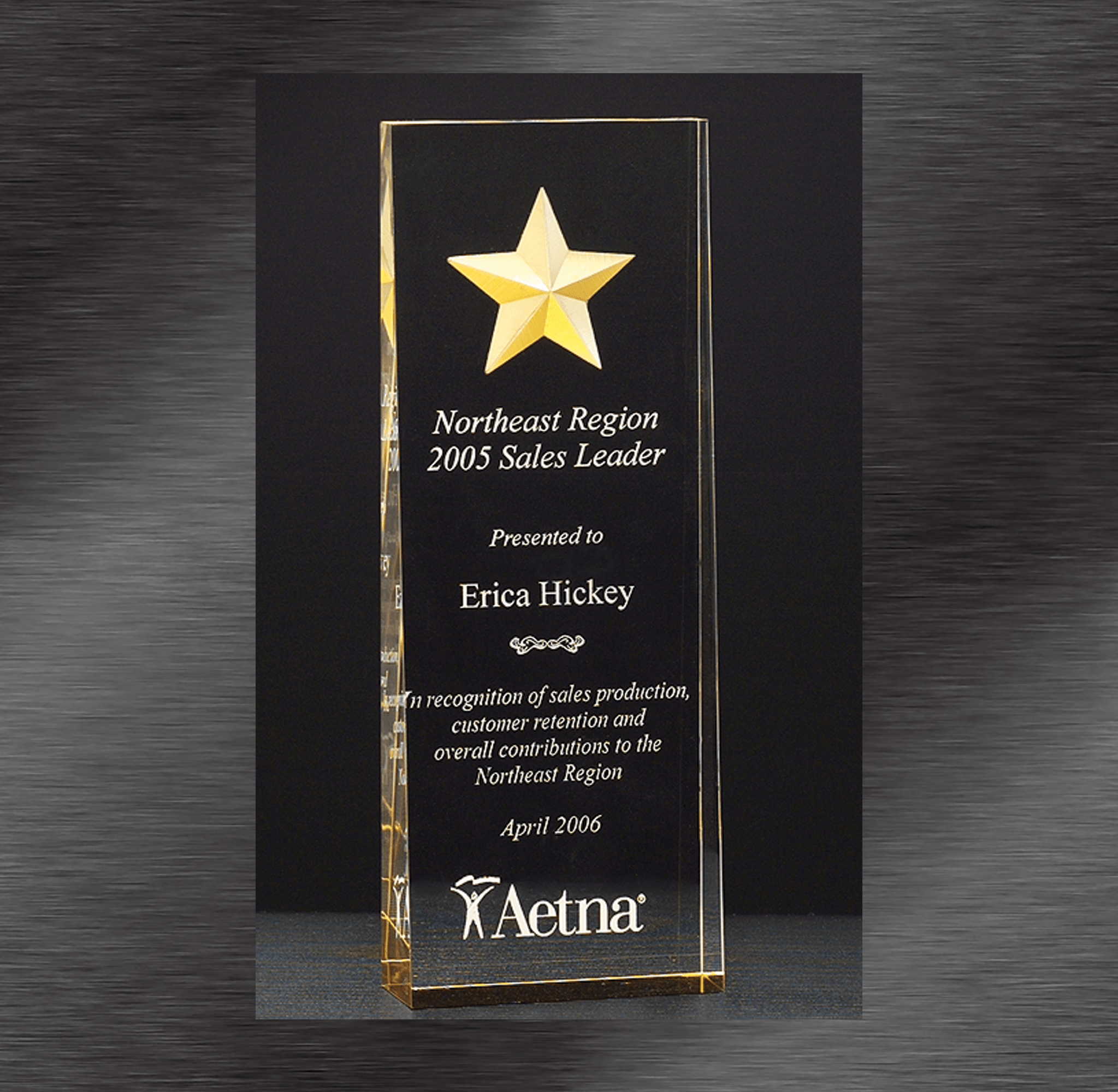 Recognition Awards Star Topped Acrylic Award with Gold Accent