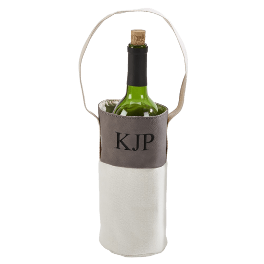 Personalized Wine Tote Bags Canvas Gray or Brown