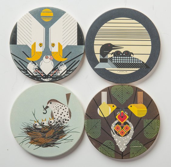 Home & Living Four Vintage Artist Design Highland Graphic Stone