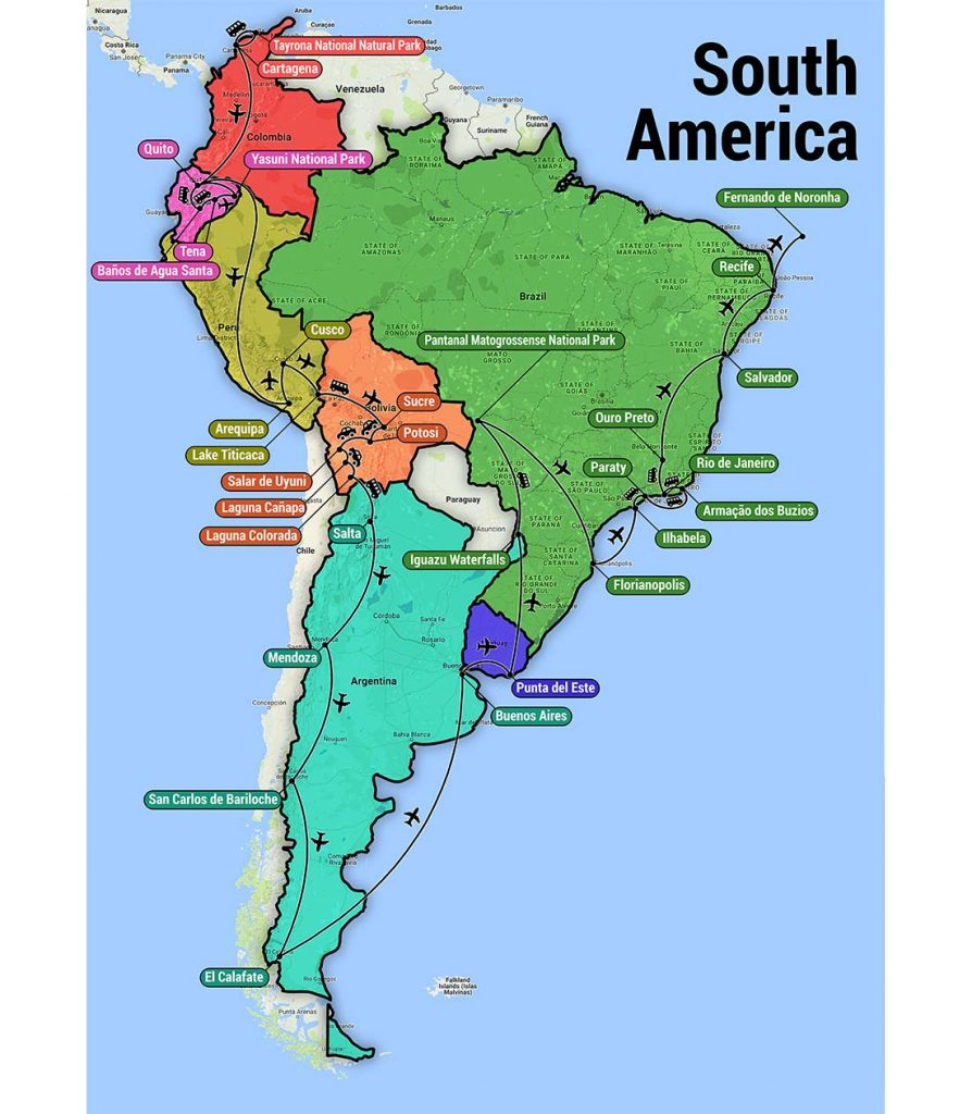 South America Travel Map Discover the Best Places to Visit in South America
