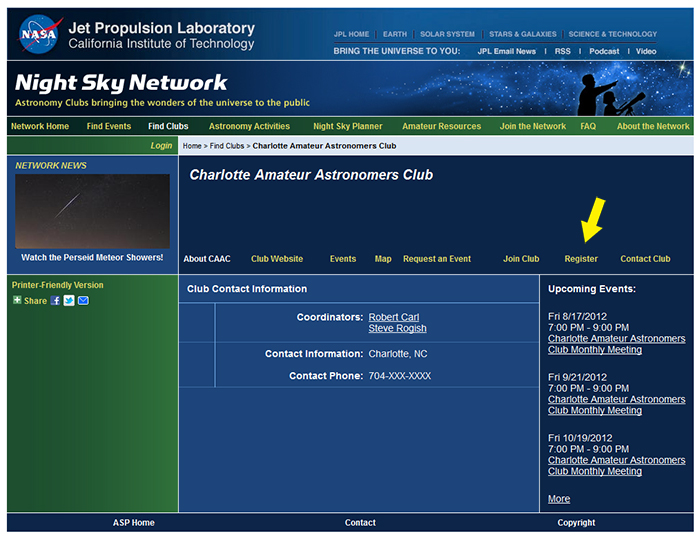 Night Sky Network Charlotte Amateur Astronomers Club