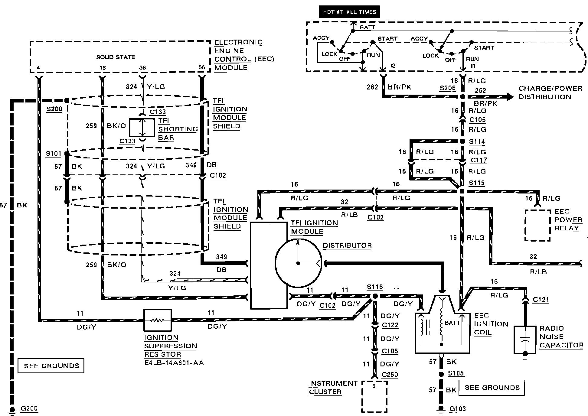 System Diagram — 1990 Ford Ranger 2WD V6-177 2.9L Service Manual