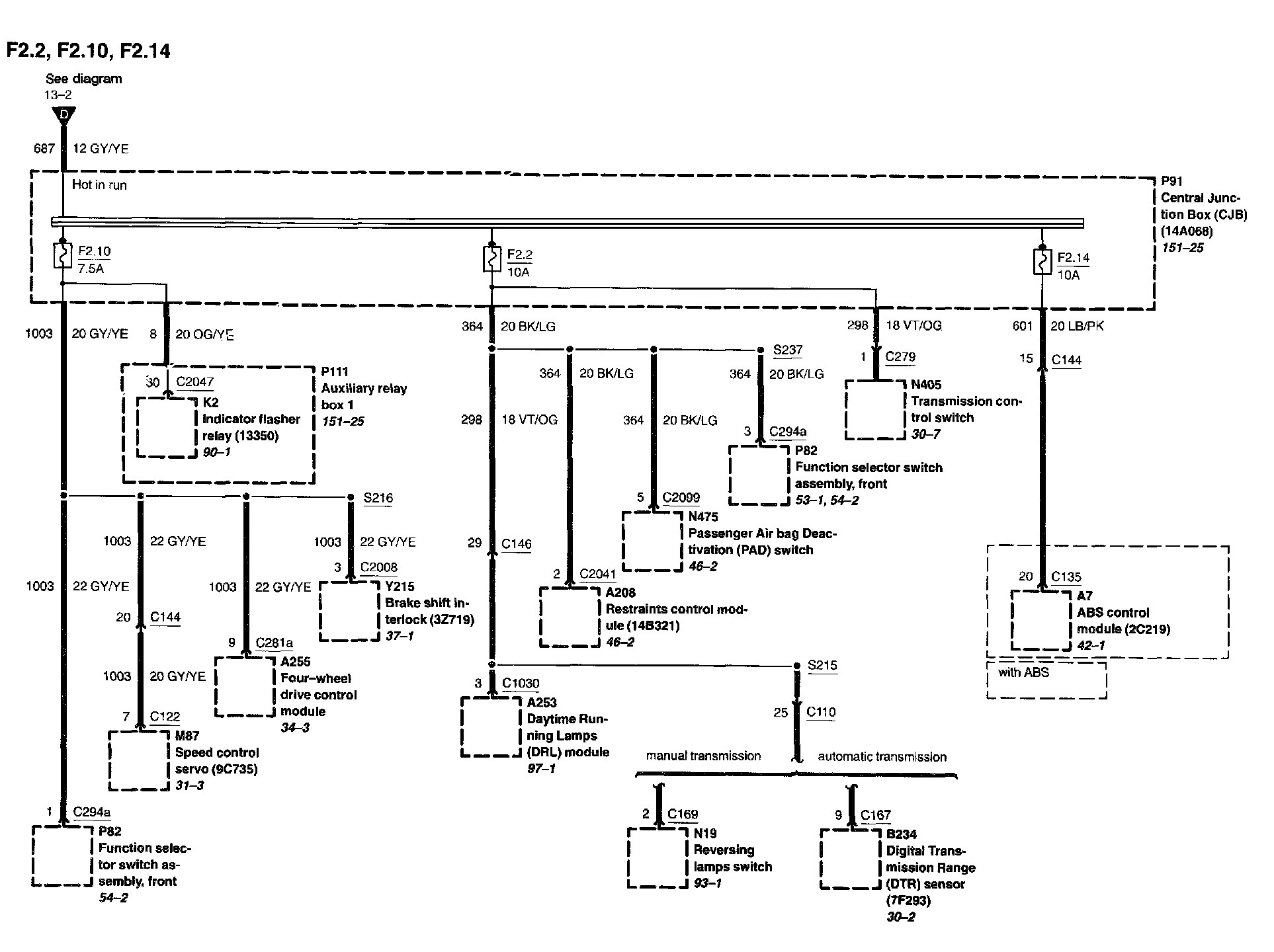 Power Distribution Diagrams — 2002 Ford Truck Ranger 4WD V6-3.0L VIN U