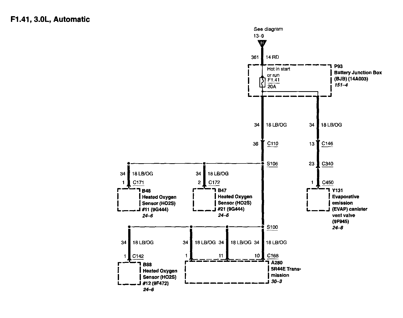 Power Distribution Diagrams — 2002 Ford Truck Ranger 4WD V6-3.0L VIN U