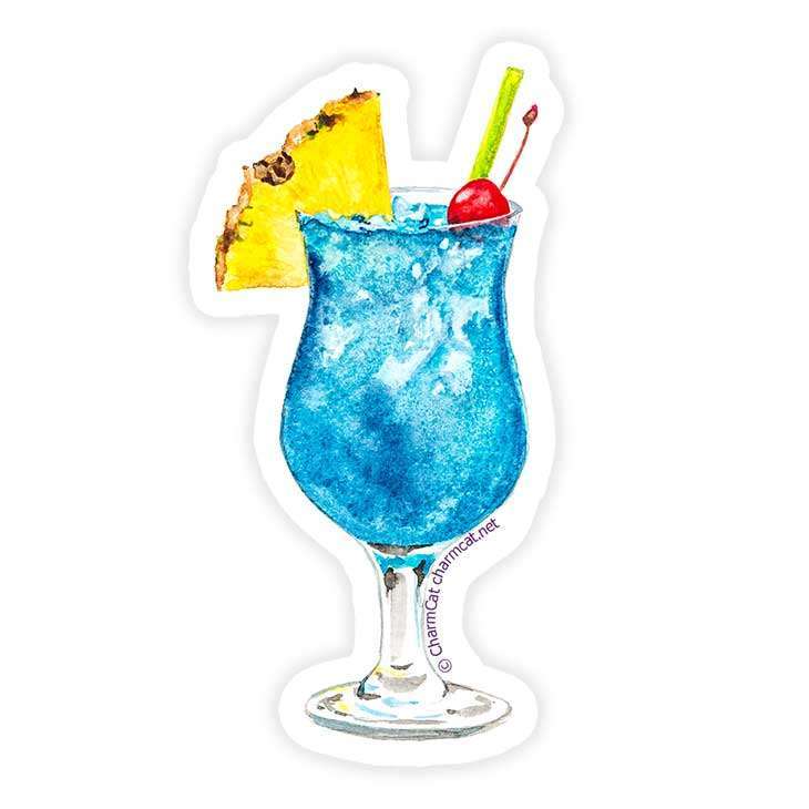 Blue Hawaii Cocktail Sticker CharmCat Creative
