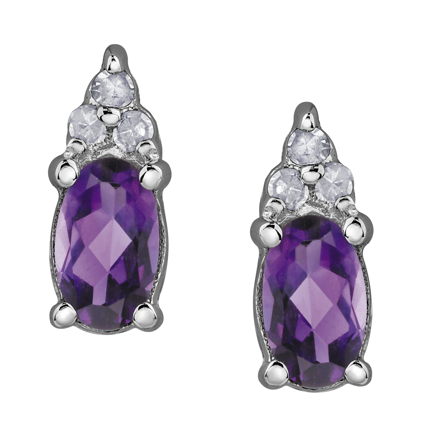 10K White Gold Amethyst & 0.05ctw Diamond Earrings Charm Diamond Centres