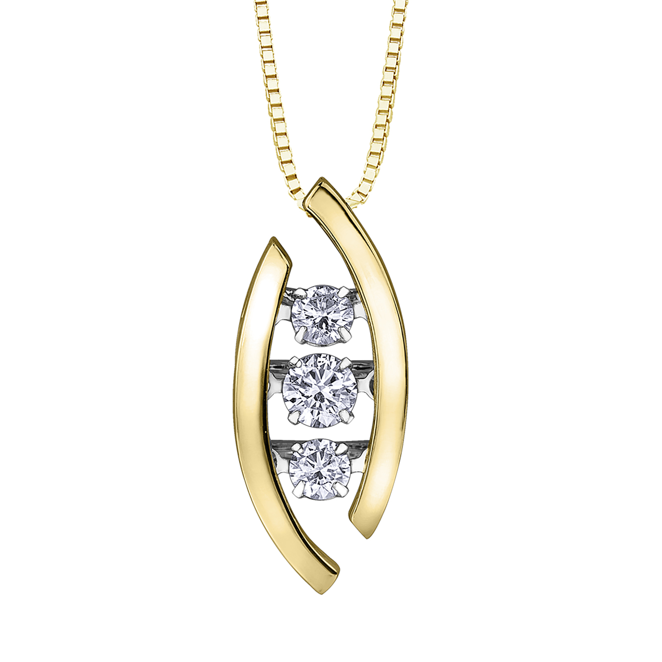 10K Yellow Gold 0.33CTW Dancing Diamond Pendant Charm Diamond Centres