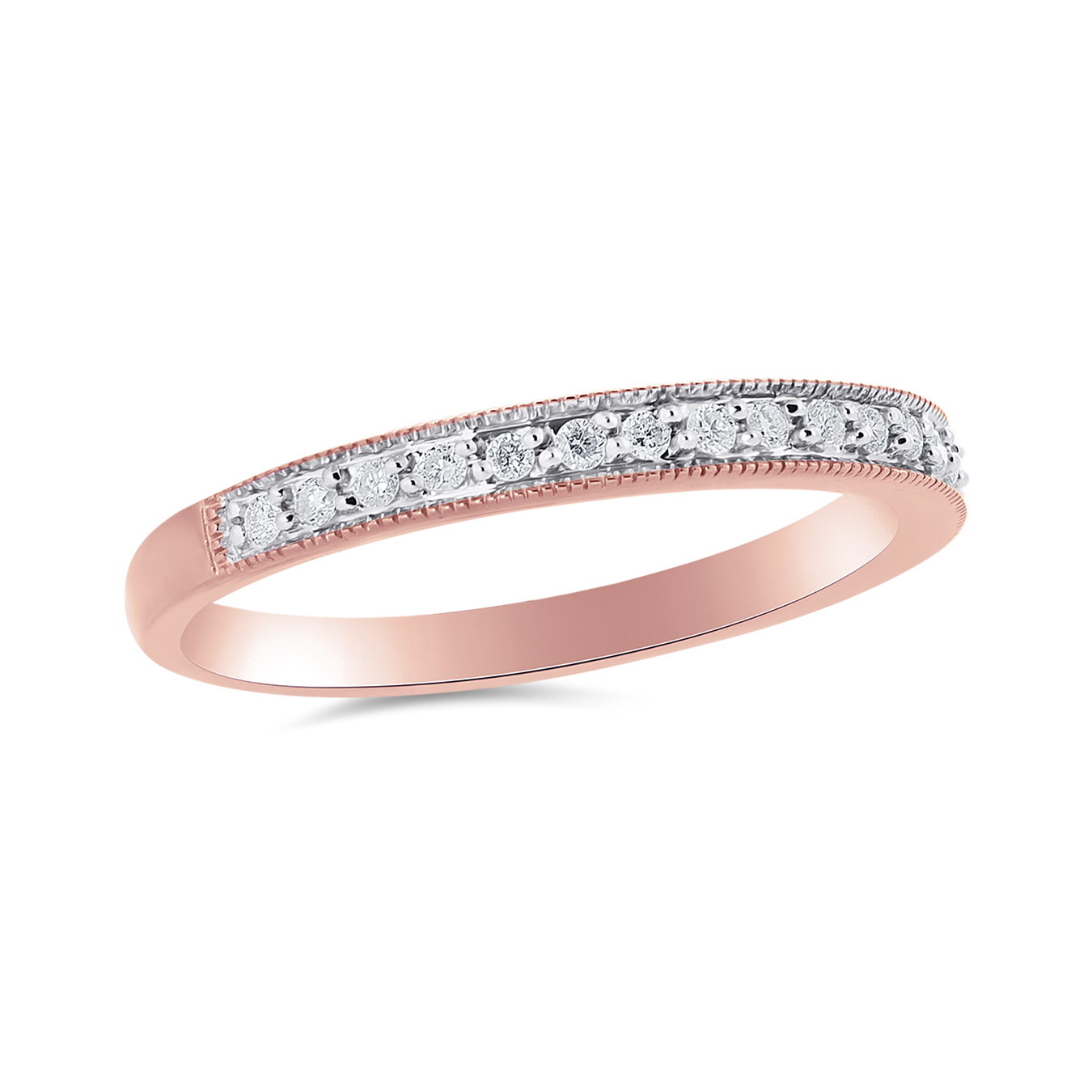 10K Rose Gold 0.12CTW Stackable Diamond Ring Charm Diamond Centres
