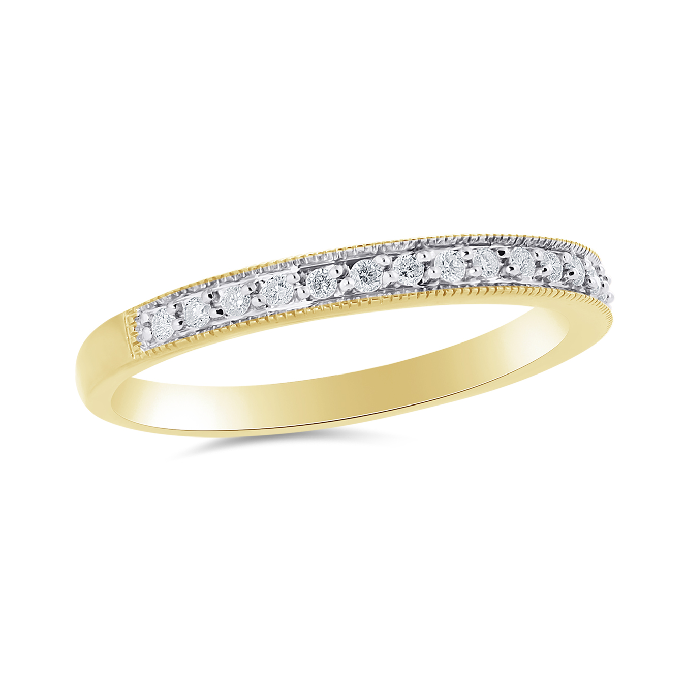 10K Yellow Gold 0.12CTW Stackable Diamond Ring Charm Diamond Centres