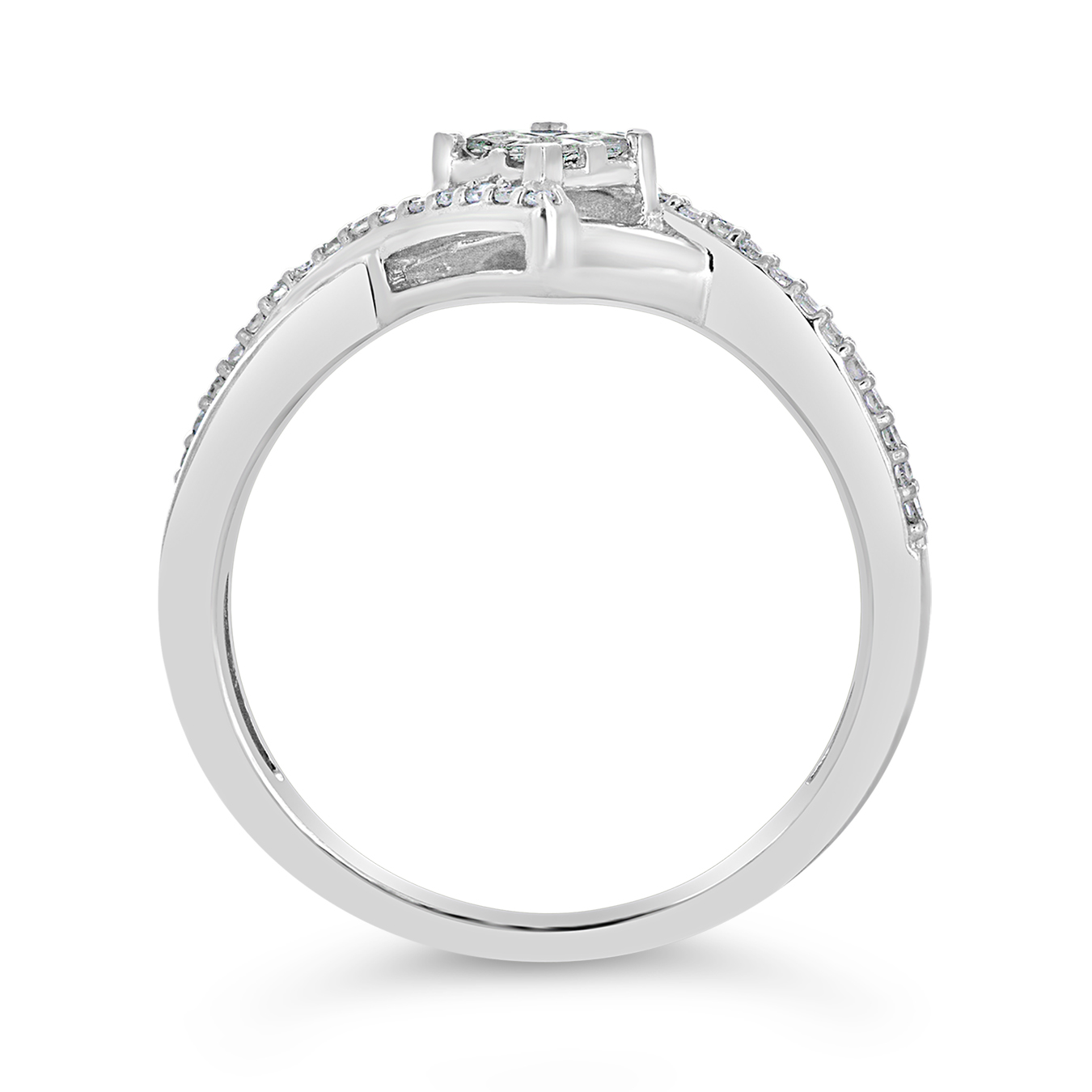 10K White Gold 0.25CTW Promise Ring Charm Diamond Centres