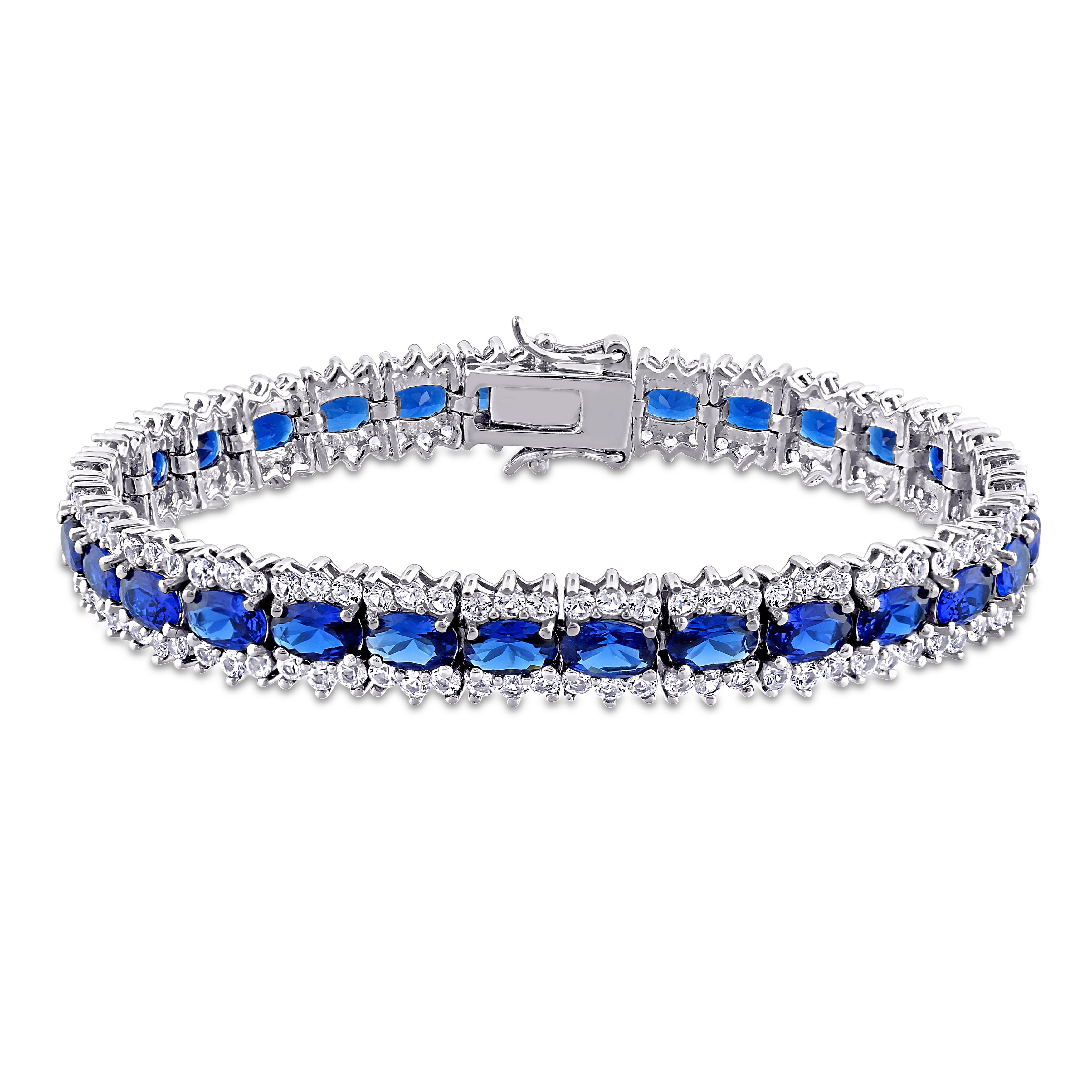 Julianna B Sterling Silver Created Blue and White Sapphire Tennis