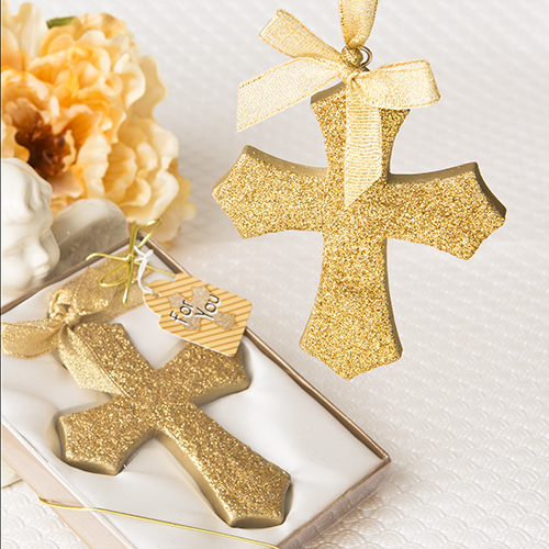 Gold Glitter Design Cross Ornament Charming Diva