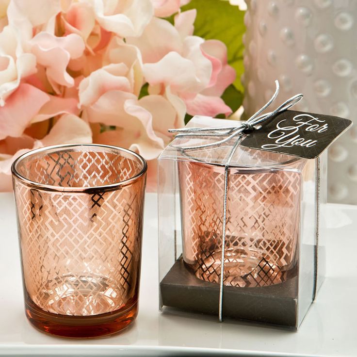 Stunning Rose Gold Mercury Candle Votive With A Geometric Design