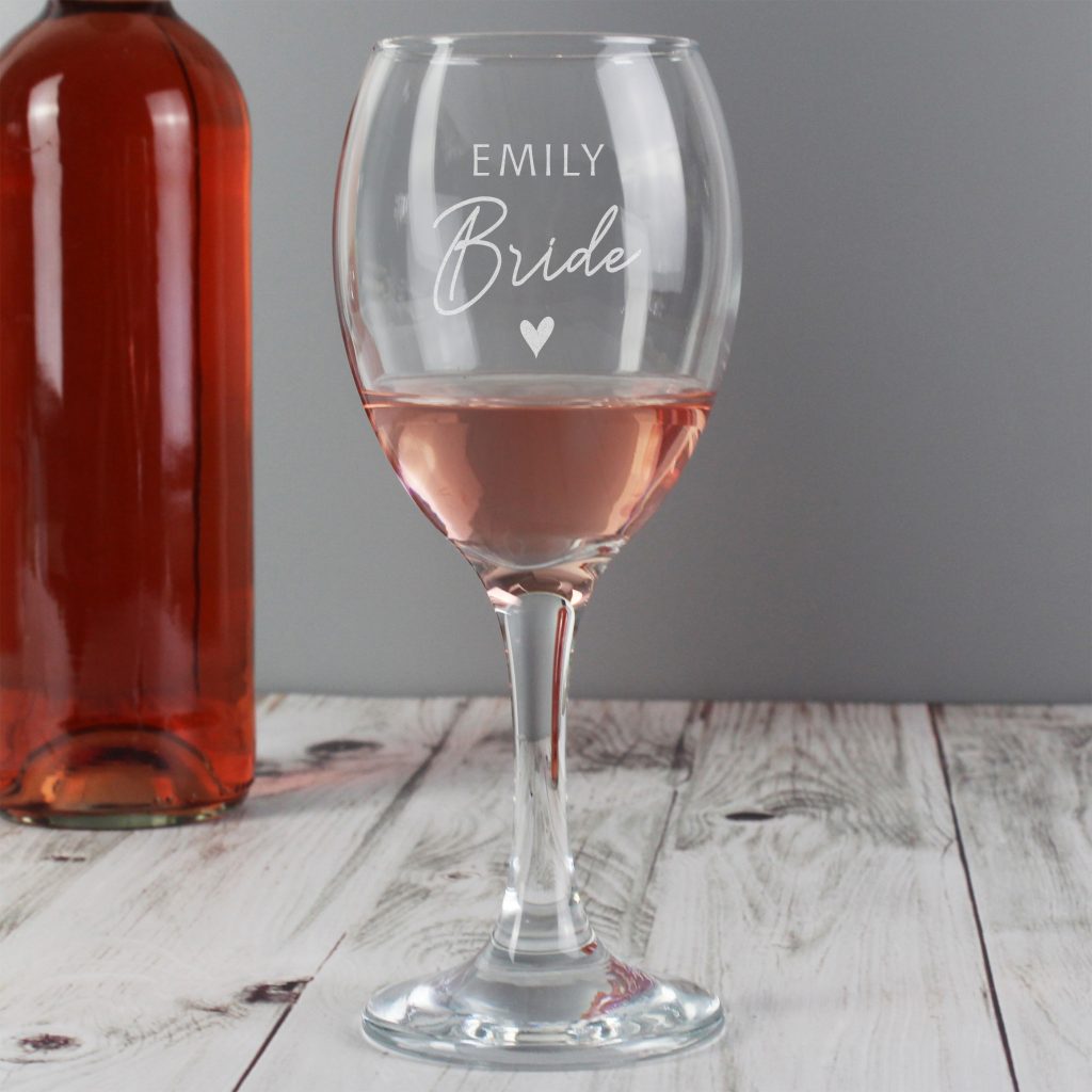 Personalised Bride Wine Glass Charming Diva