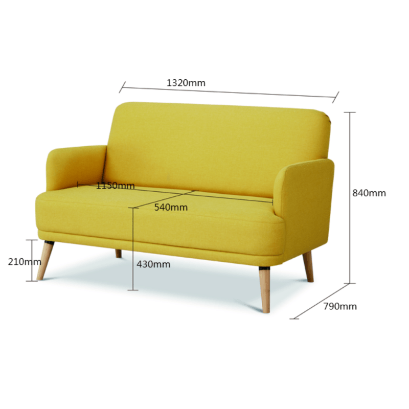 Buy Hollard Yellow Fabric Sofa, 2 Seater Online at Wholesale Price