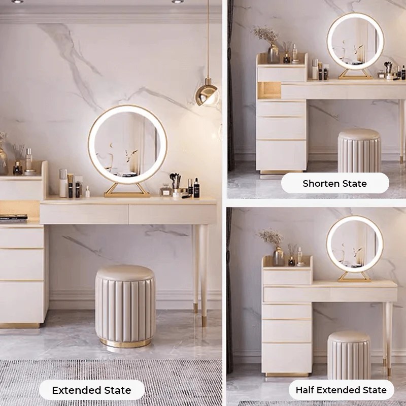 Offwhite Makeup Vanity Set with 6 Drawers CharmyDecor