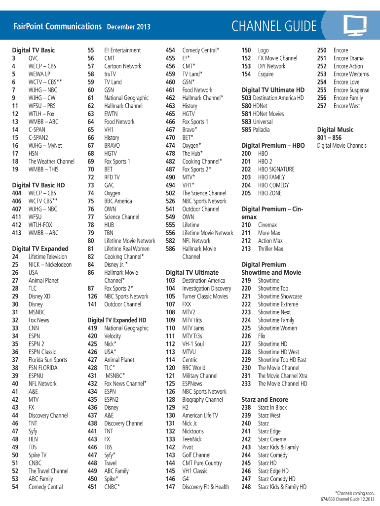 Charter Spectrum Printable Channel Guide Free Printable Chart