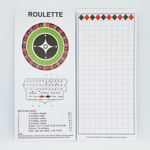Printed Roulette Cards Thermal Paper Rolls Australia