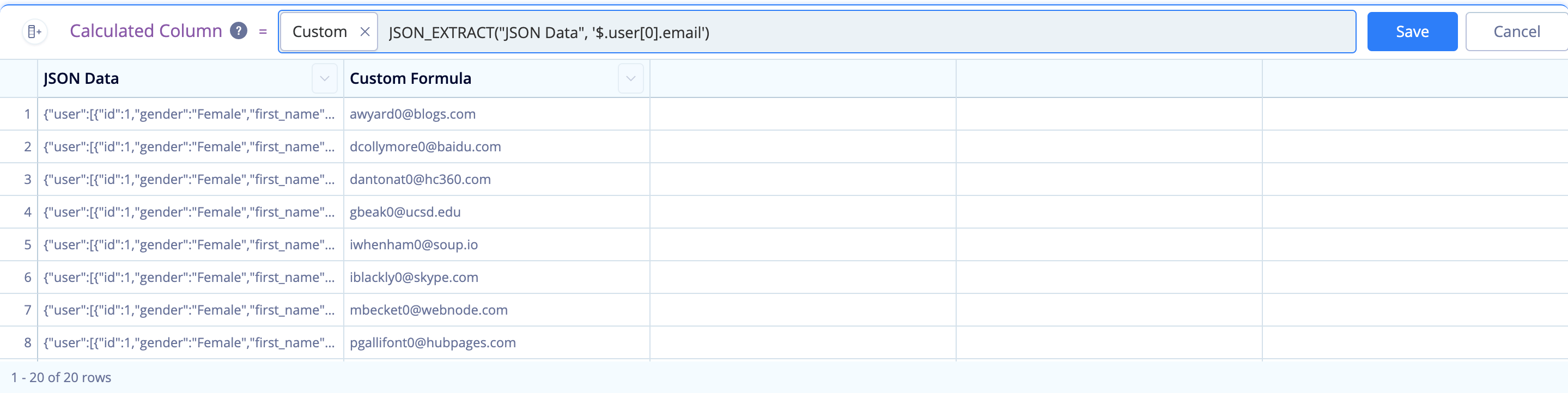Extract values from a JSON string in Visual SQL Chartio Documentation