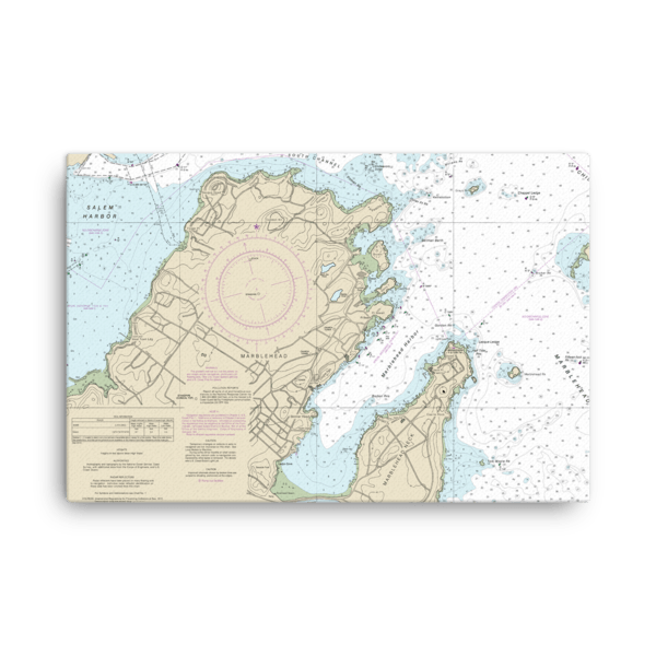 Marblehead Harbor Nautical Chart Canvas Wall Art · Chart Mugs