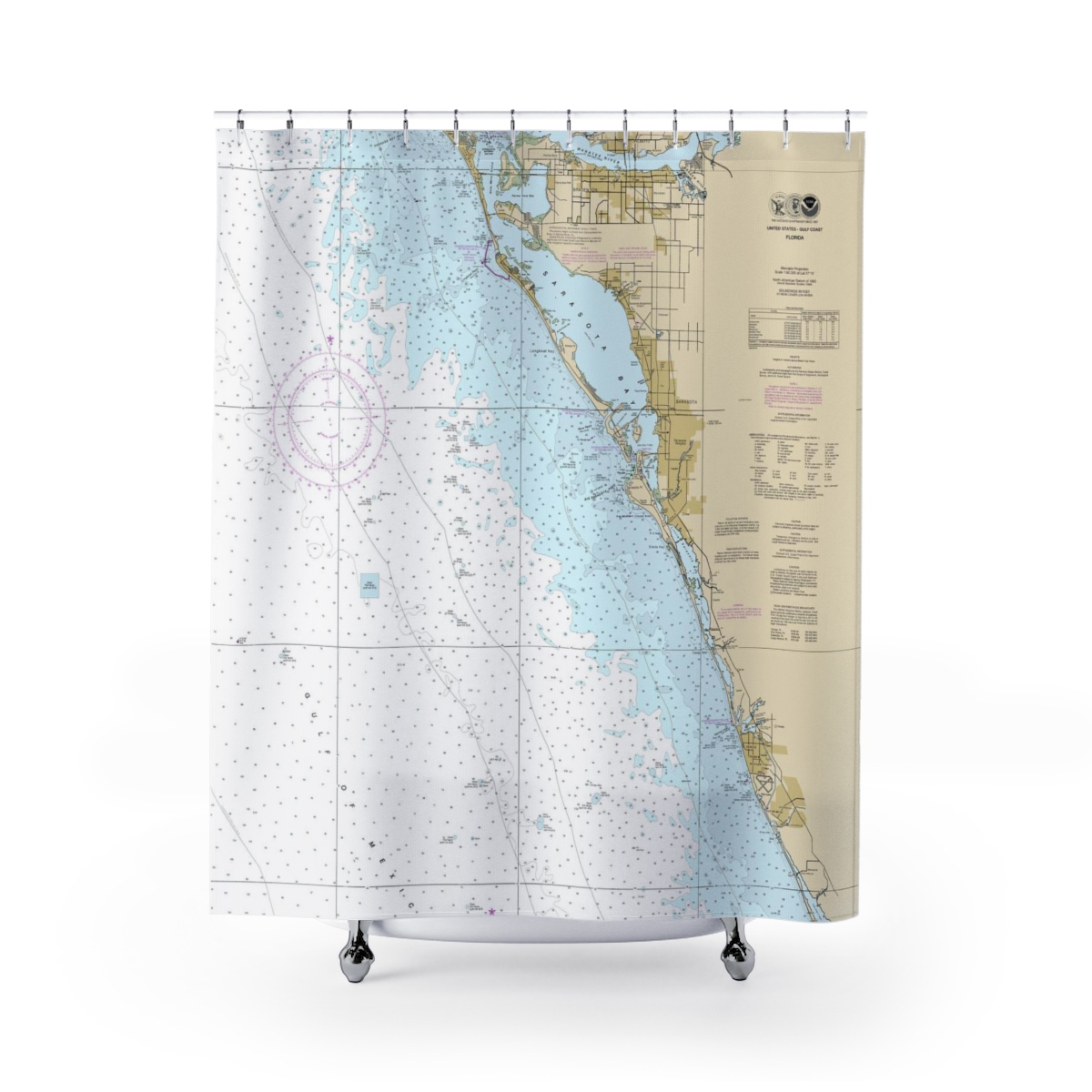 Siesta Key Nautical Chart Shower Curtains · Chart Mugs