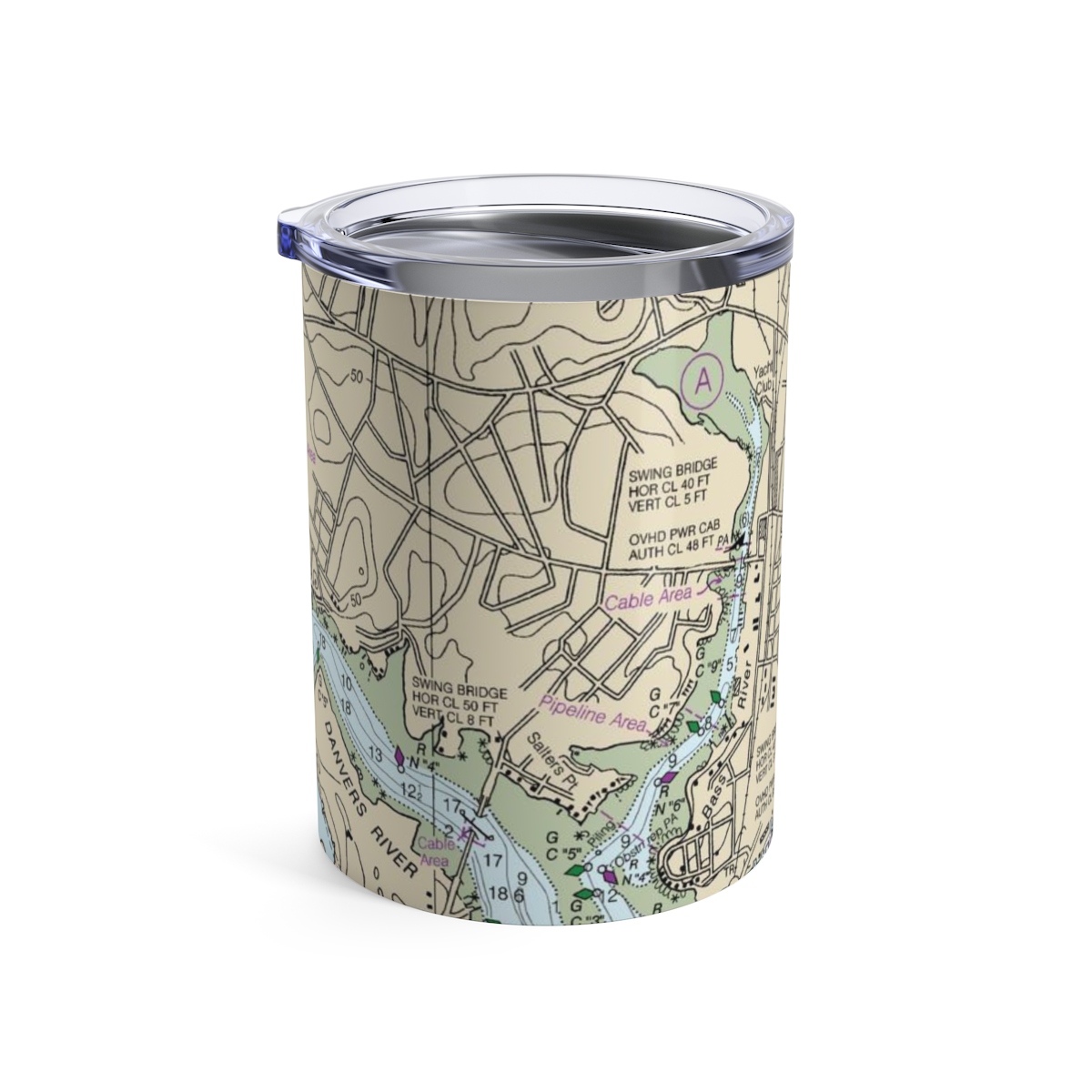 Crane River, Danvers River Stainless Nautical Chart Tumbler 10oz