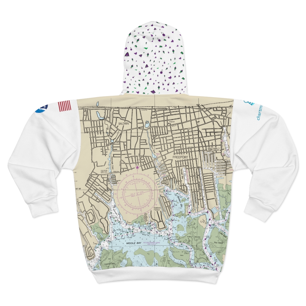 Baldwin, Freeport Nautical Chart Unisex Zip Sweatshirt · Chart Mugs
