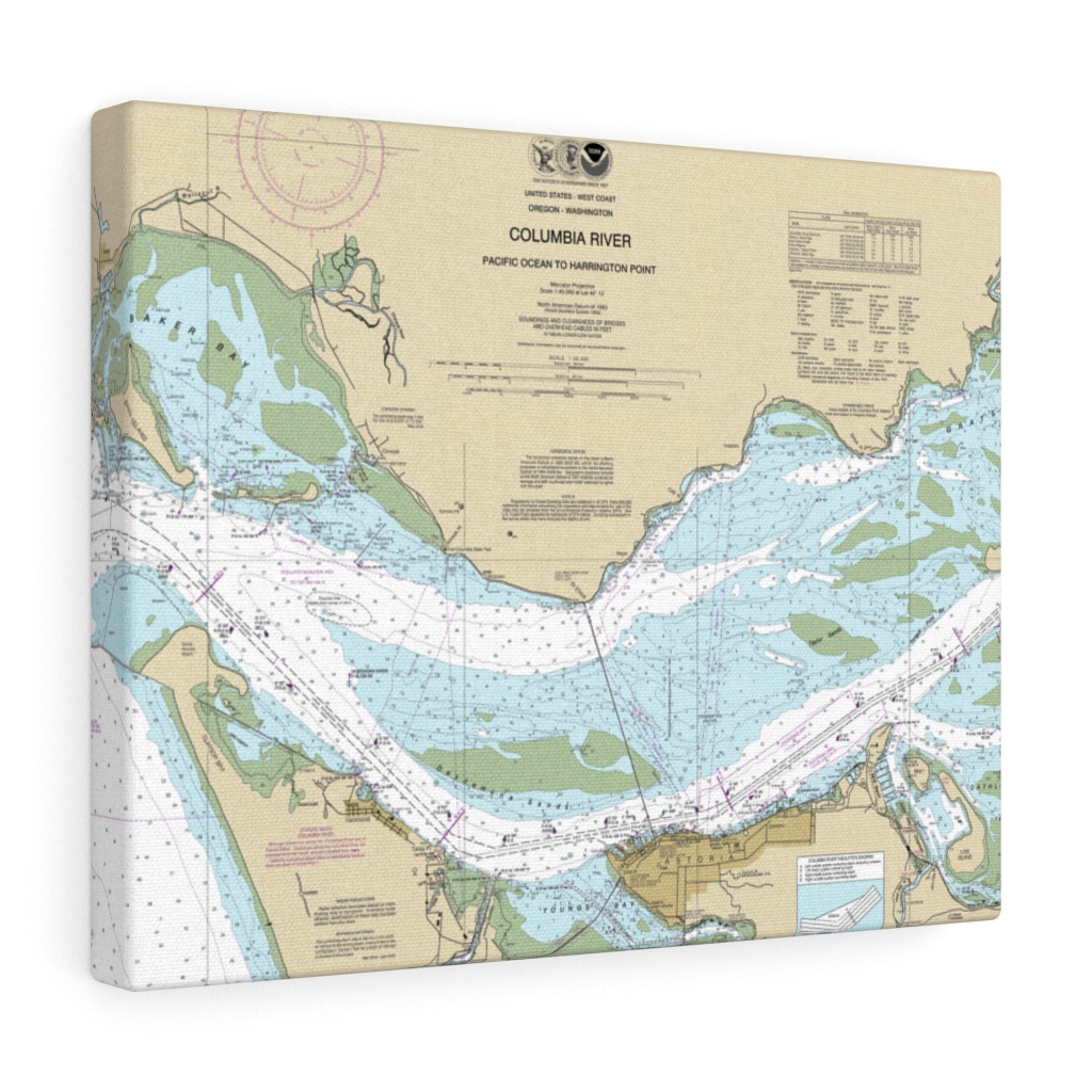 Columbia River Entrance 18521 Nautical Chart Canvas Gallery Wrap
