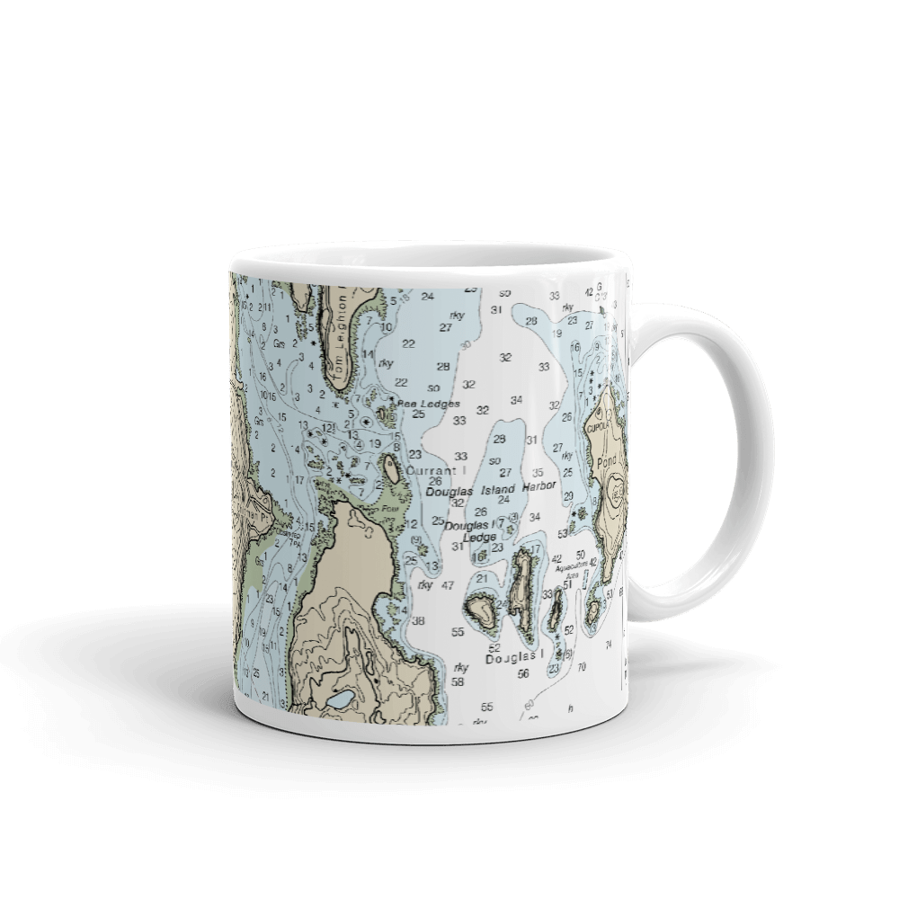 Schooner Point, Dyer Harbor and Pond Island Nautical Chart Mug · Chart Mugs