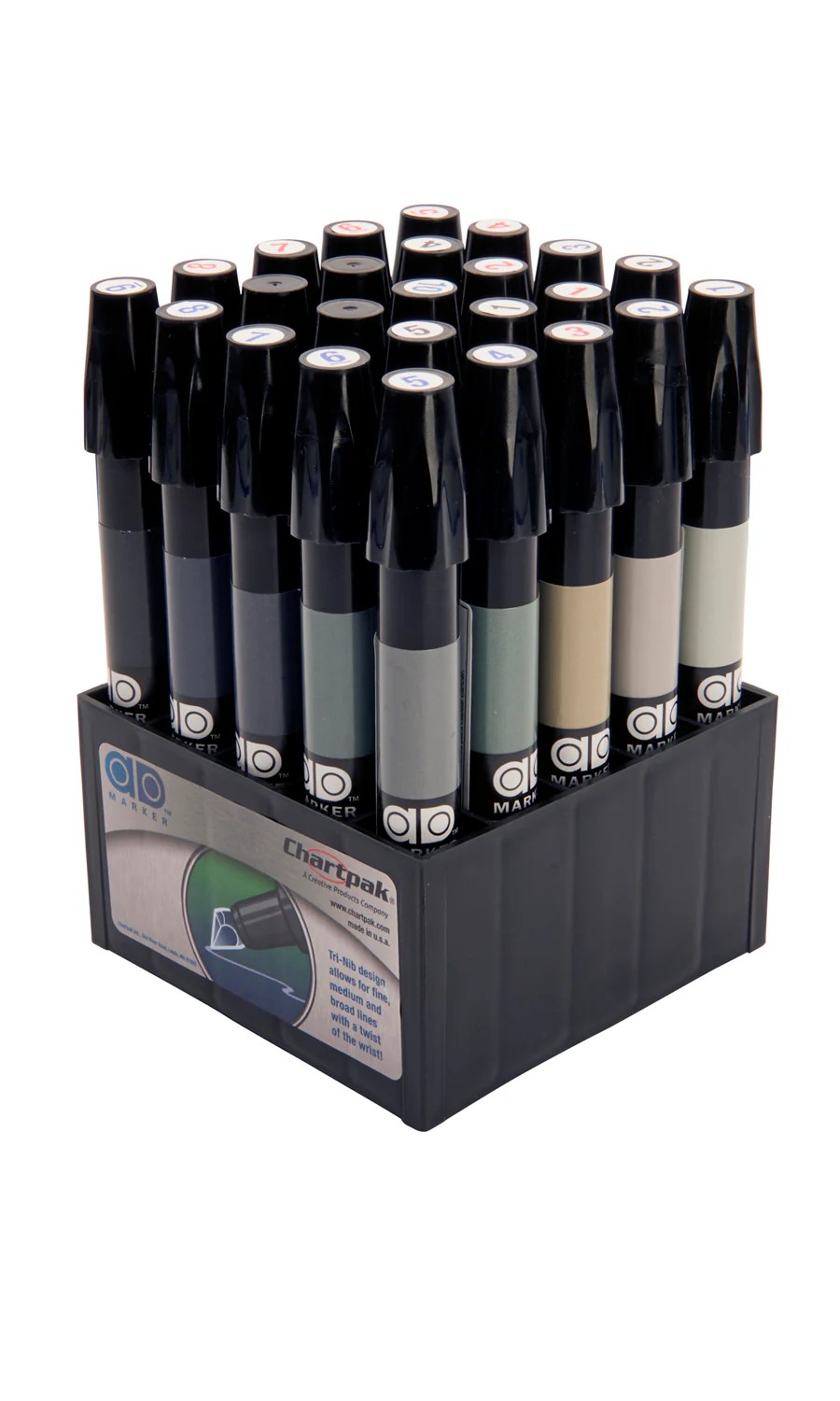 Chartpak® AD® Marker Gray Set, 25 Markers Chartpak Factory Store