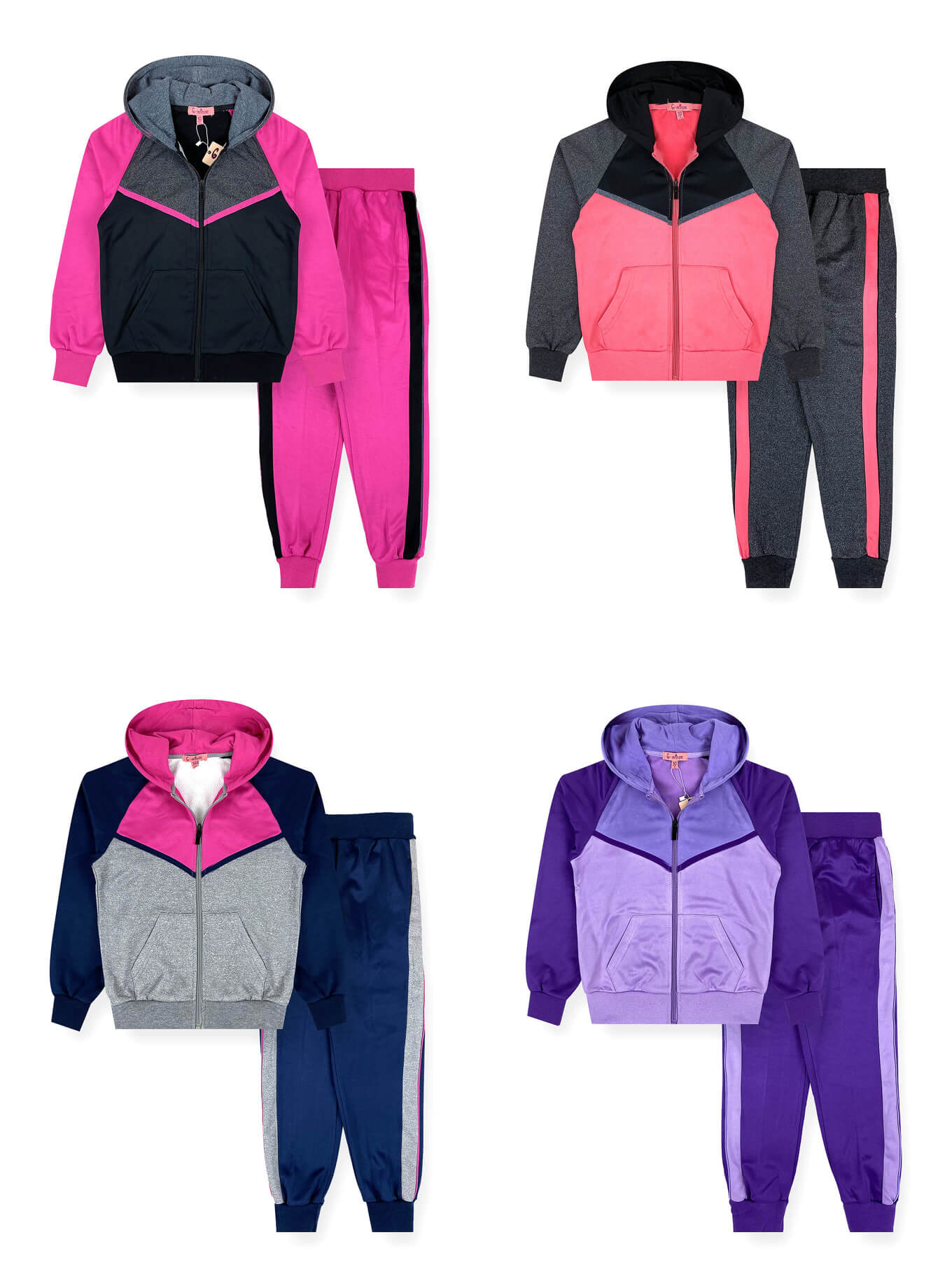 Wholesale Girls' 2PC Fleece Tracksuit Set (Size 6X14)