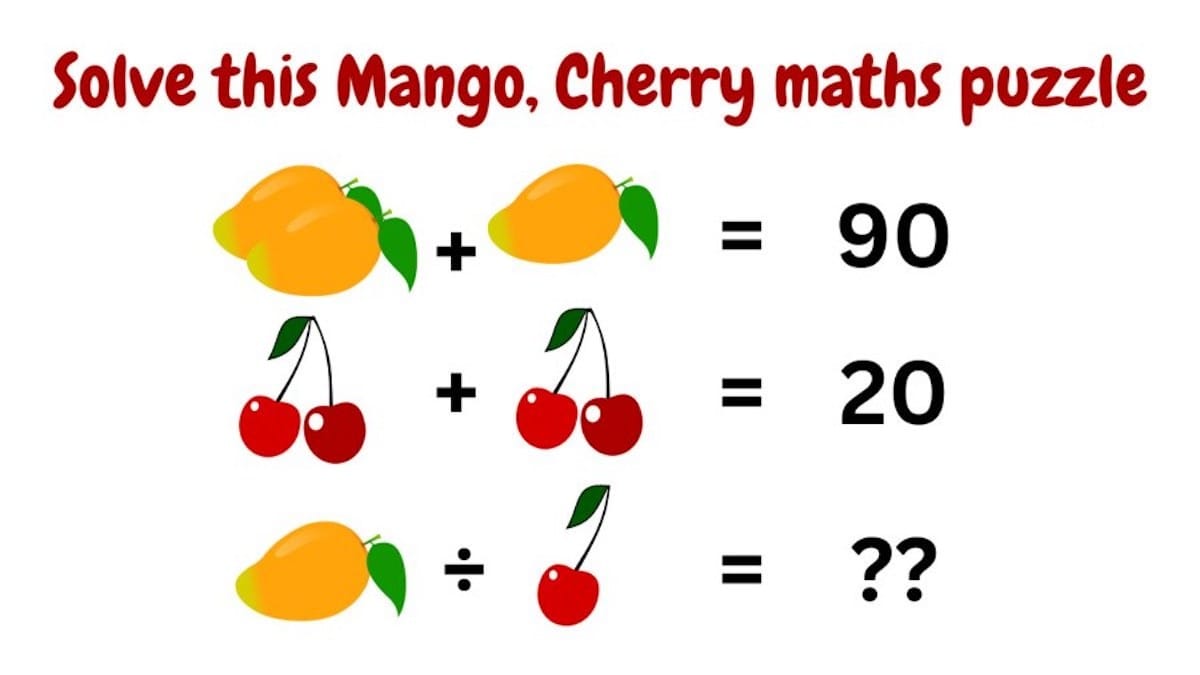 Maths Puzzle Solve This Mango, Cherry Maths Puzzle chashmak