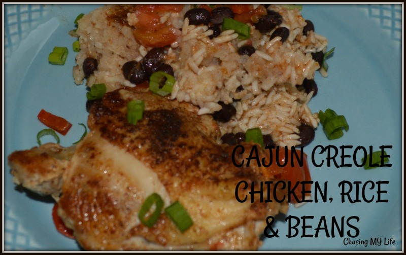 CAJUN CREOLE CHICKEN THIGHS with SLOW COOKED RICE & BEANS