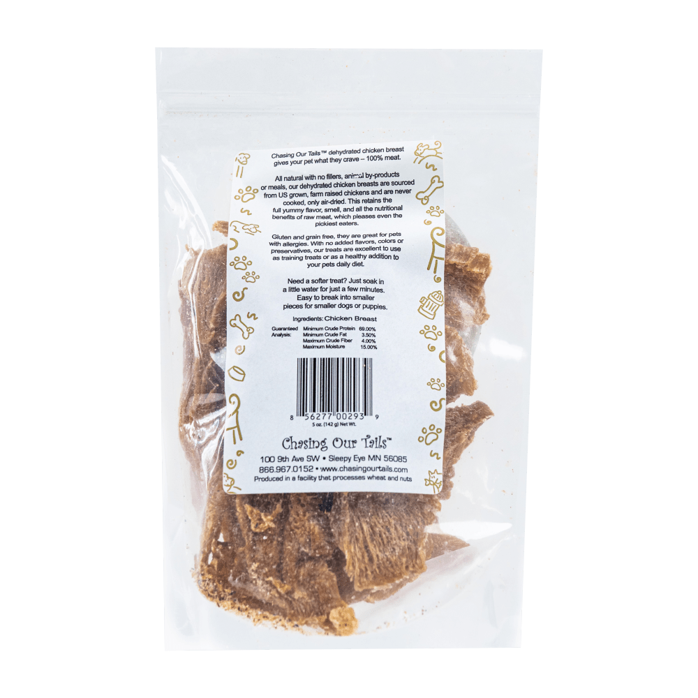 Simply Single Dehydrated Chicken Breast Dog Treats, 5oz bag Chasing