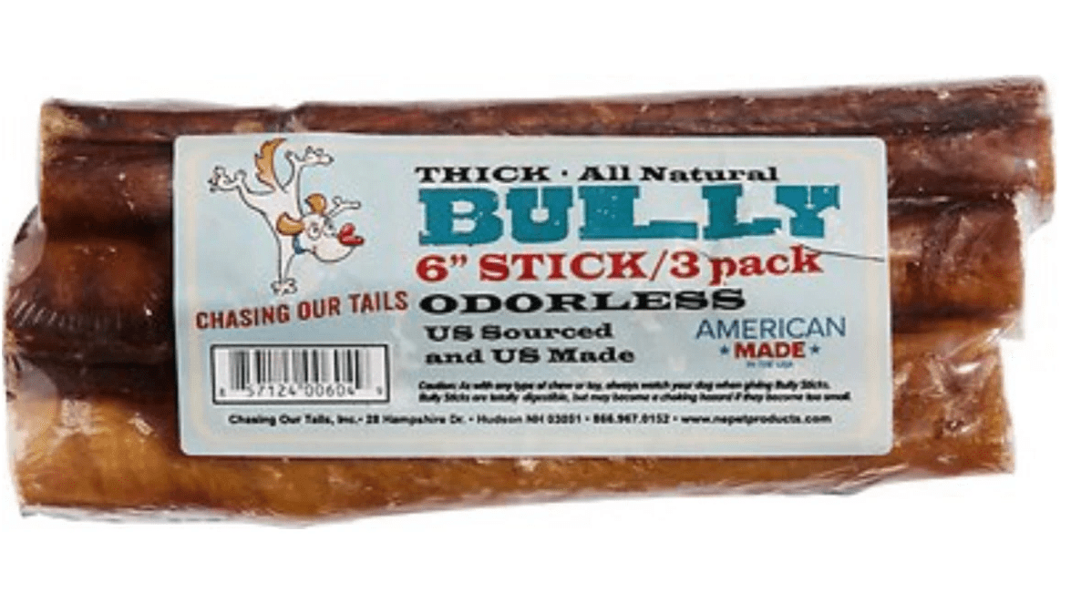 USA Odorless THICK 6" Bully Stick, 3 pack Chasing our Tails