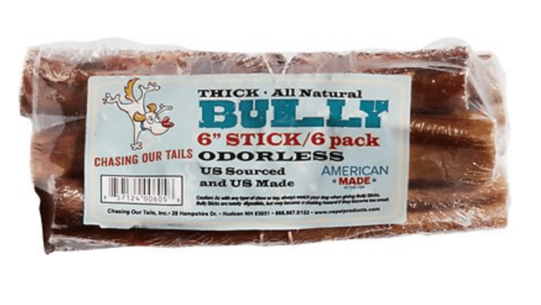 USA Odorless THICK 6'' Bully Sticks, 6 pack Chasing our Tails