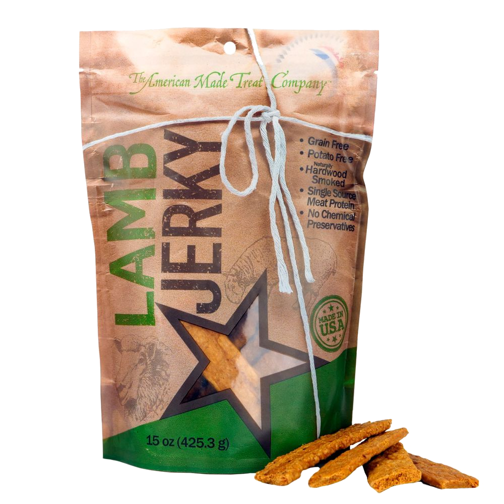 The American Made Treat Company Lamb Jerky, 15oz bag Chasing our Tails