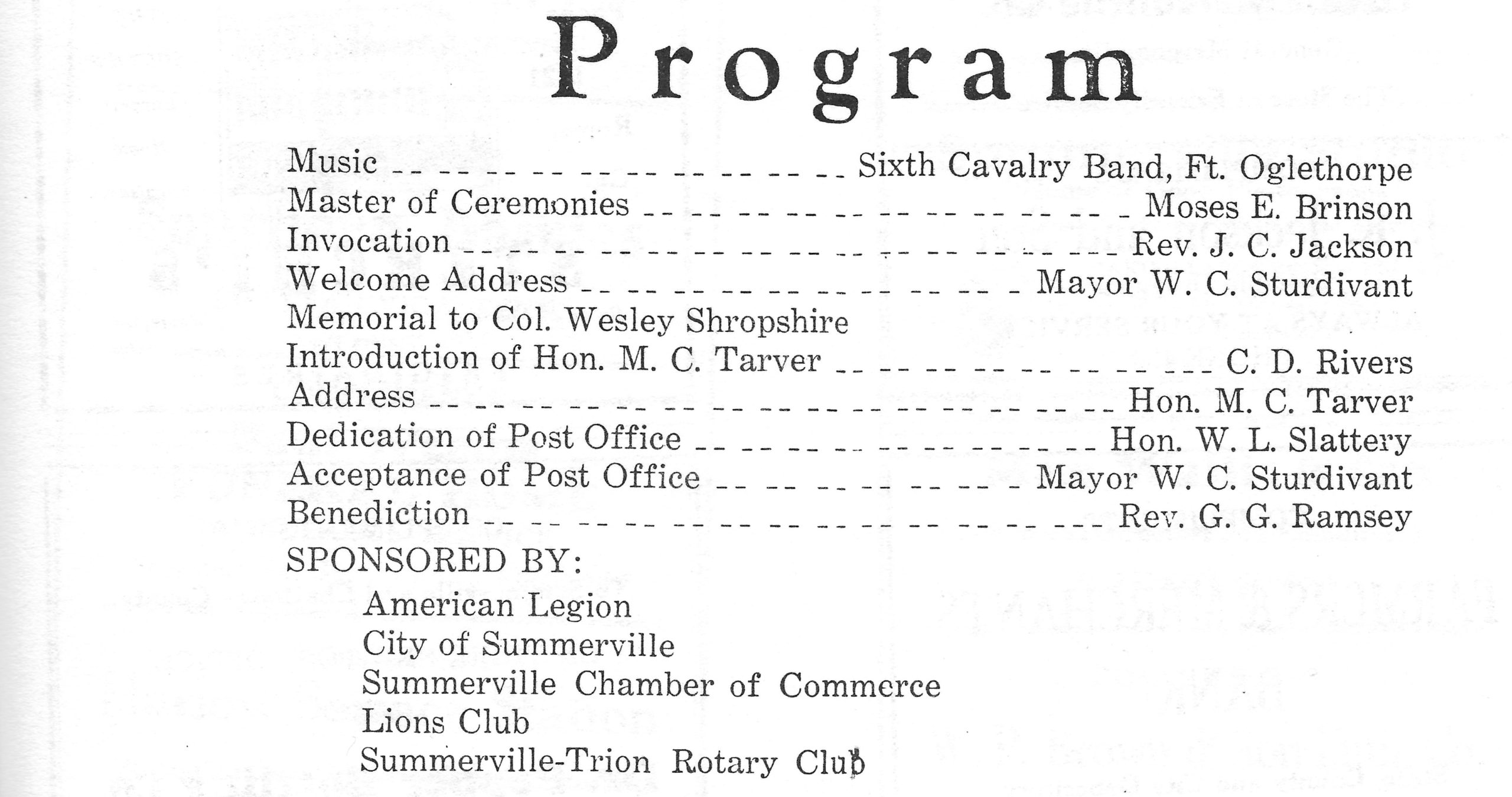 The Summerville Post Office, a Trio of Stories Chattooga County