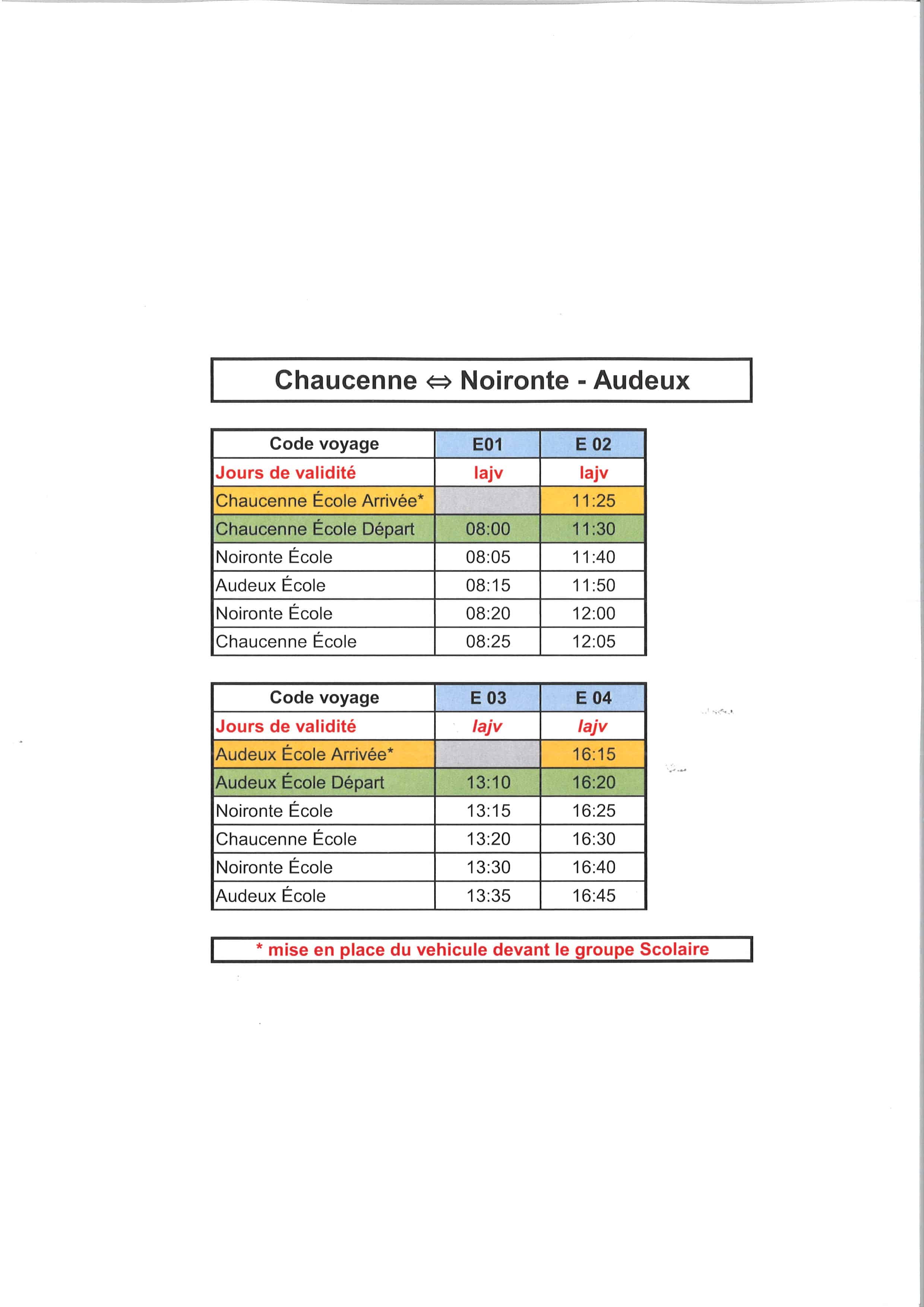 Horaires bus scolaire 20202021