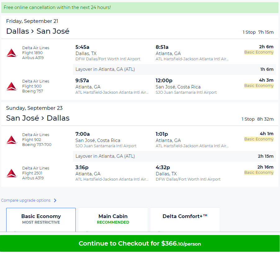 Cheap Flights Dallas to San Jose, Costa Rica 367 r/t Delta Basic