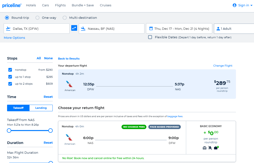 Nonstop Flights Dallas to Nassau, Bahamas 290 r/t [DecemberJune