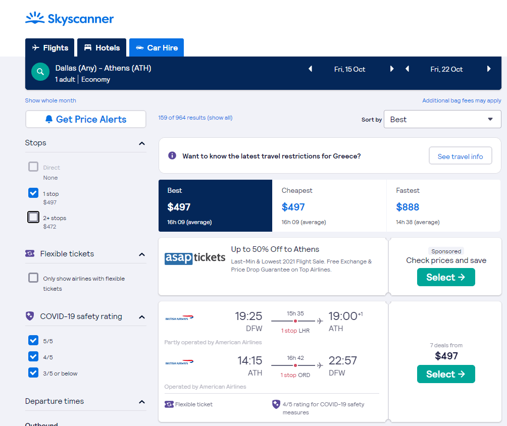 Cheap Flights Dallas to Athens 471521 r/t [Jun, SepFeb 2022