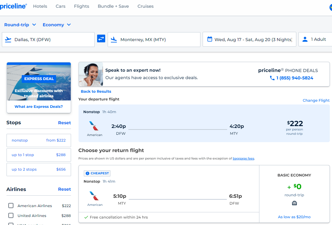 Nonstop Flights Dallas to Monterrey, Mexico 222 r/t [AugustNovember