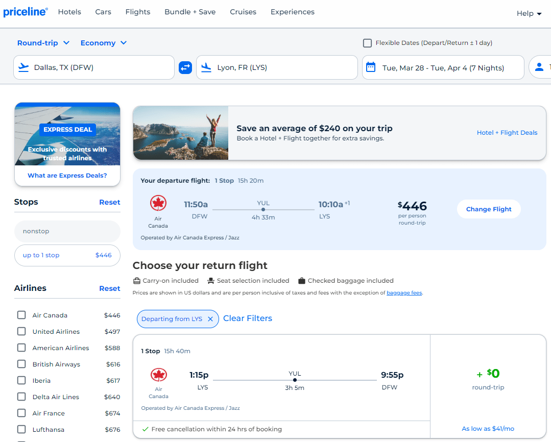 Cheap Flights Dallas to (Lyon 446478) or (Nice, France 550) r/t