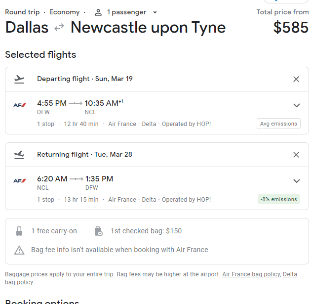 Cheap Flights Dallas to Newcastle upon Tyne 585588 r/t [MarMay